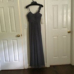 Bill Levkoff Grey Long Polyester Dress; Size 8